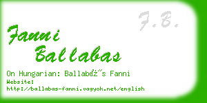 fanni ballabas business card